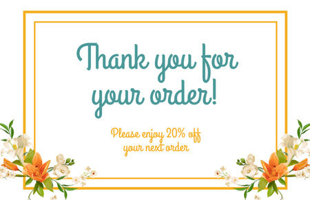 Thanks for Order and Offer of Discount Thank You Card 5.5x8.5in – шаблон для дизайна