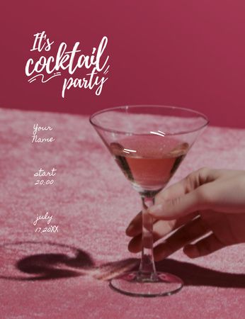 Party Announcement with Cocktail Glass Invitation 13.9x10.7cm Design Template