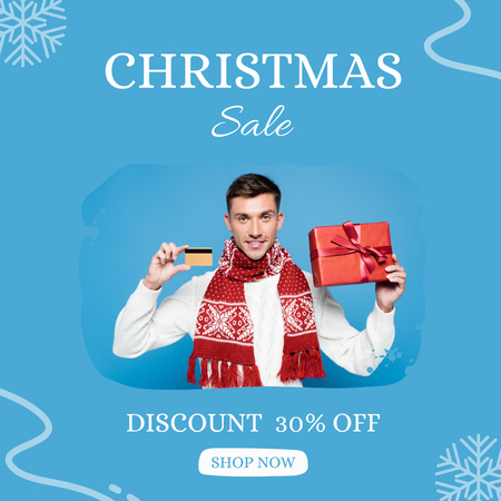 Modèle de visuel Christmas Discount Credit Card and Present - Instagram AD