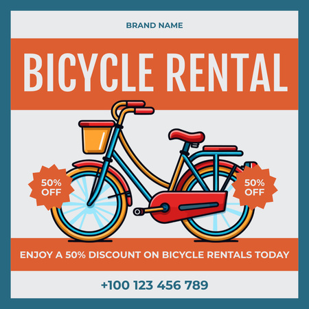 Plantilla de diseño de Descuento en Reserva de Alquiler de Bicicletas Instagram AD 