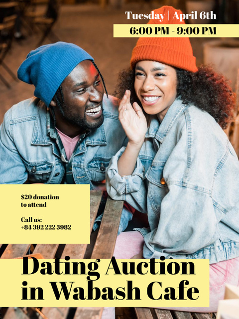 Dating Auction in Outdoor Cafe Poster US Modelo de Design