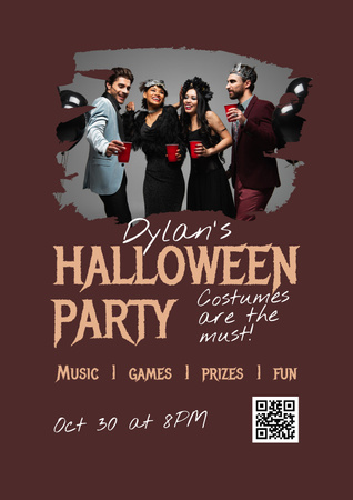 People on Halloween's Party Poster Design Template