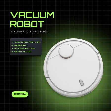 List Of Benefits Of Using Robot Vacuum Cleaner Instagram AD Design Template