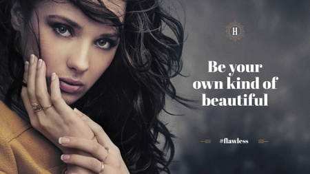 Template di design Beautiful Young Woman with inspirational quote Presentation Wide
