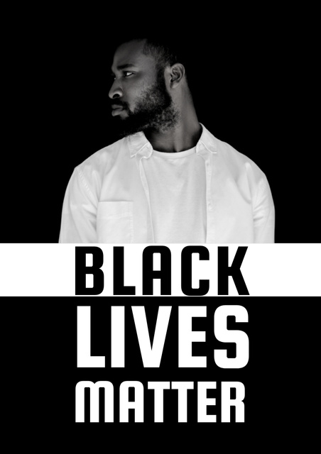 Anti-Racist Slogan with Young Black Guy Poster A1 Šablona návrhu