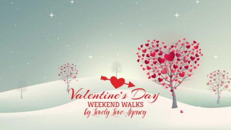 Valentine's Day Trees with red Hearts Full HD video – шаблон для дизайну