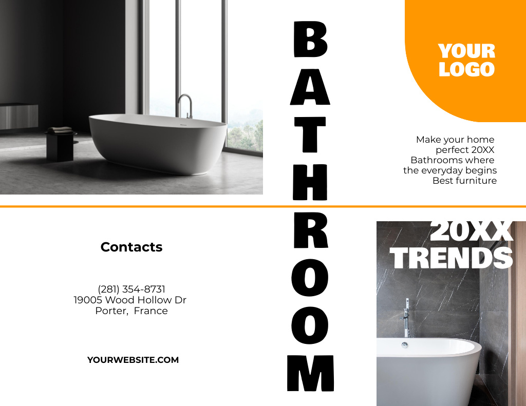 Trendsetting Bathroom Accessories And Furniture Offer Brochure 8.5x11in Bi-fold Modelo de Design