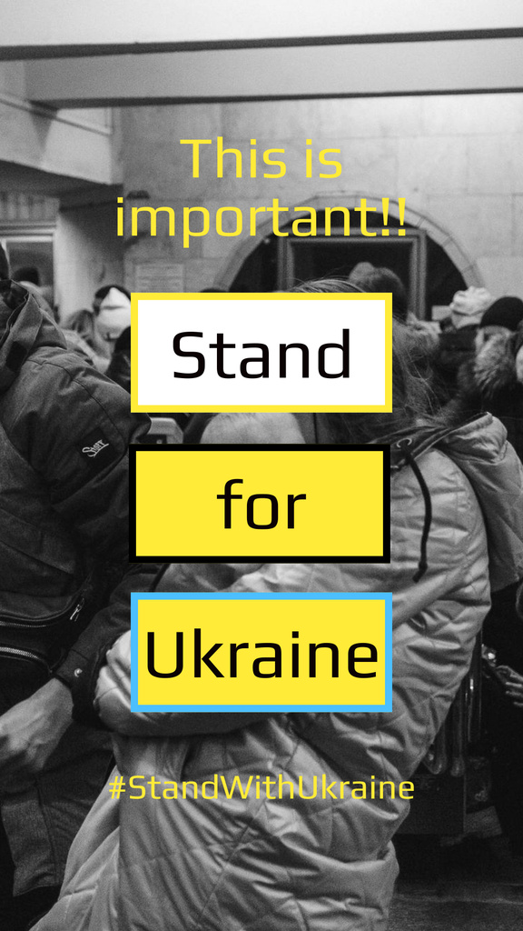 Designvorlage Motivation to Stand for Ukraine für Instagram Story