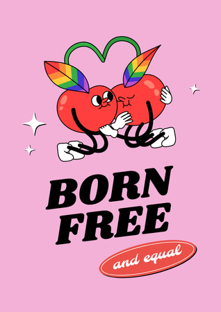 Awareness of Tolerance to LGBT with Cute Cherries Poster A3 Šablona návrhu