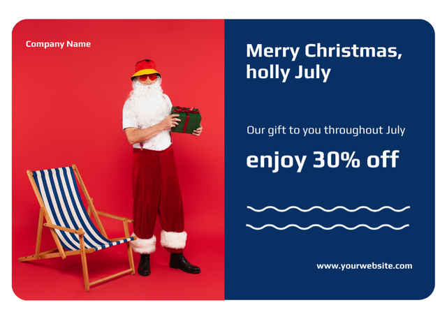 Szablon projektu Discount on All Gifts for Christmas in July Postcard 5x7in