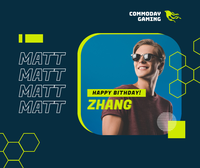 Birthday Wishes for Young Man with Glasses Facebook Design Template