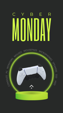 Venda de acessórios para jogos com console na Cyber Monday Instagram Video Story Modelo de Design
