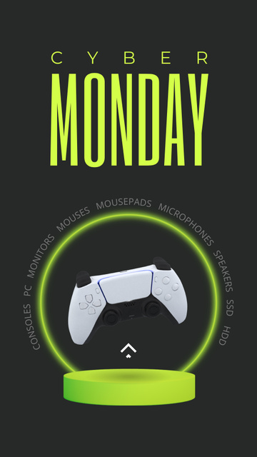 Plantilla de diseño de Cyber Monday Sale of Gaming Accessories with Console Instagram Video Story 