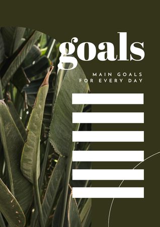 Daily Goals Planning with Tropical Leaves Schedule Plannerデザインテンプレート