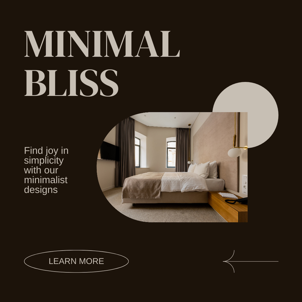 Interior Design Services Offer with Stylish Modern Bedroom Instagram AD Tasarım Şablonu