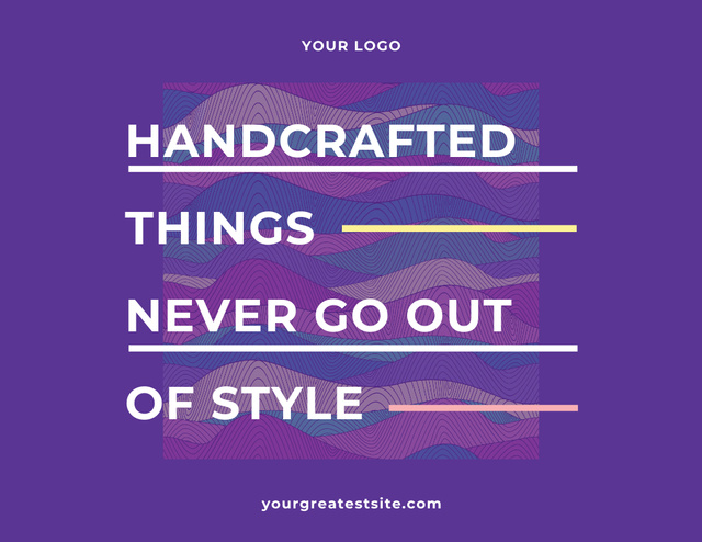Wisdom About Handmade Things And Time In Purple Flyer 8.5x11in Horizontal Tasarım Şablonu