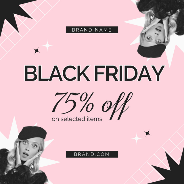 Black Friday Sale of Selected Fashion Items Instagram ADデザインテンプレート