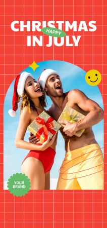  Christmas in July with Young Couple on Beach Flyer DIN Large Design Template