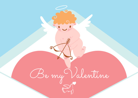 Ontwerpsjabloon van Postcard 5x7in van Love Quote with Cartoon Cupid