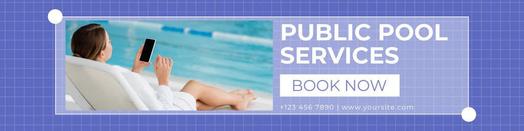 Public Pool Service Company Services LinkedIn Cover tervezősablon