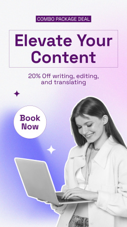 Designvorlage Excellent Content Writing And Editing Service At Discounted Rates für Instagram Video Story