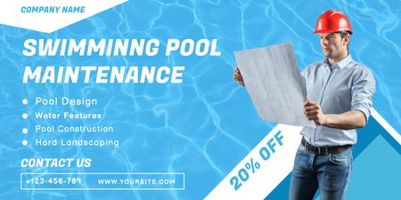 Pool Maintenance Agency Services Twitter Design Template