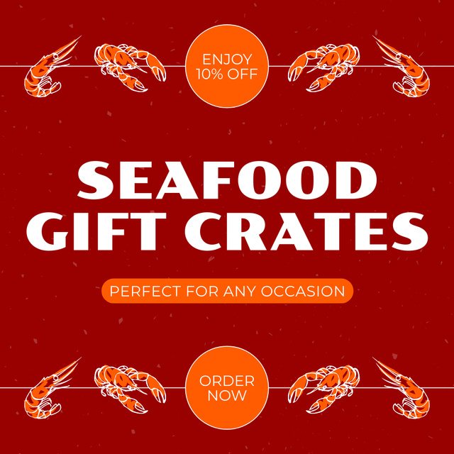Seafood Offer with Illustration of Crayfish Instagram ADデザインテンプレート