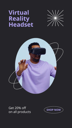African American Man in Virtual Reality Glasses TikTok Video tervezősablon
