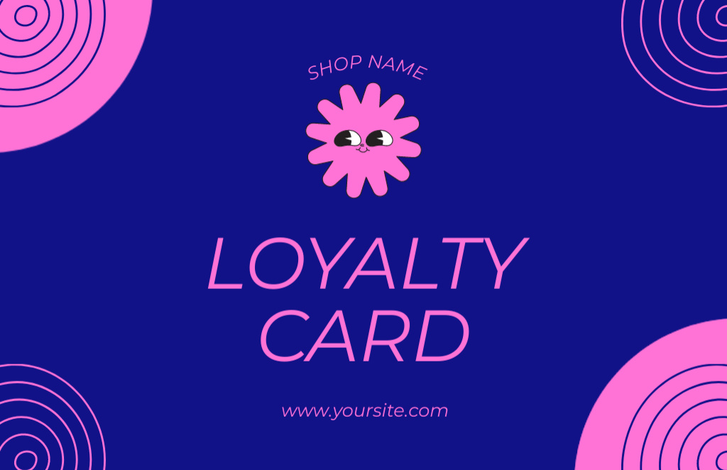 Universal Use Loyalty Program on Blue and Pink Business Card 85x55mm – шаблон для дизайна