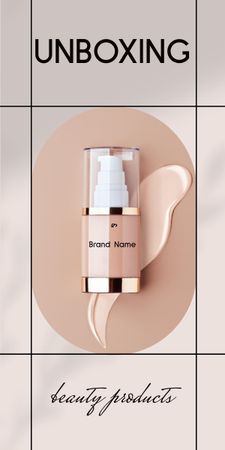 Plantilla de diseño de Anuncio de unboxing de productos de belleza en beige Graphic 