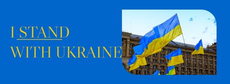 Vztyčené vlajky jako symbol upřímné podpory Ukrajině Facebook cover Šablona návrhu