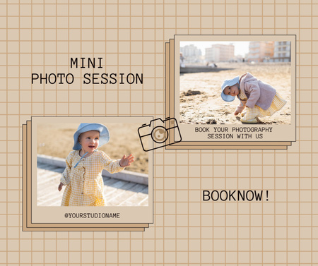 Designvorlage Mini Photo Session Offer with Cute Baby für Facebook