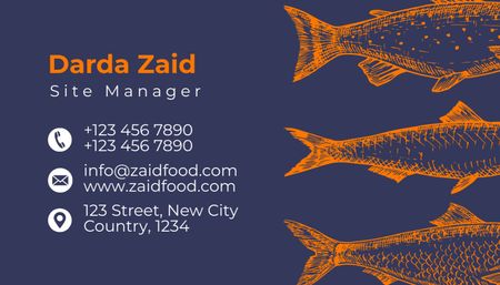 Contacts Seafood Restaurant Site Manager Business Card US Design Template