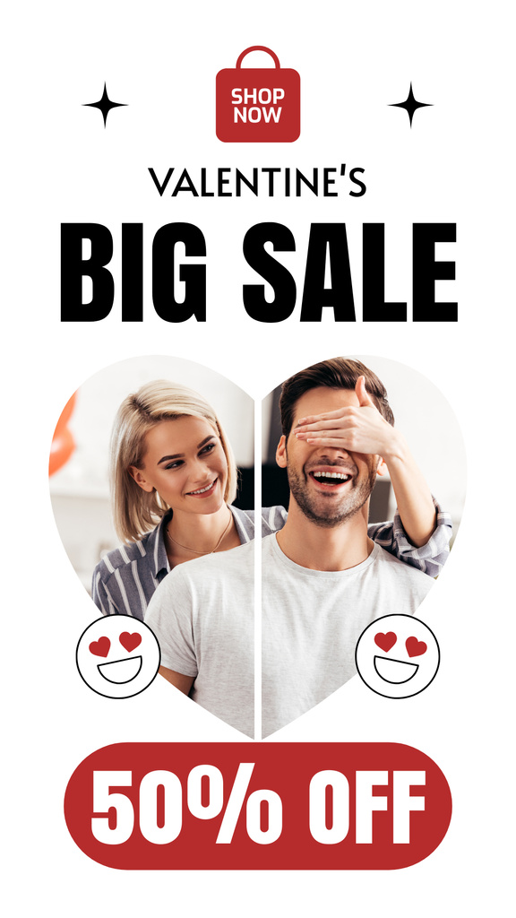 Big Valentine's Day Sale Offer For Couples Instagram Story Design Template