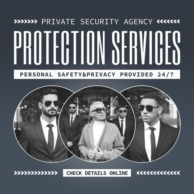 Private Security and Bodyguards LinkedIn post Design Template
