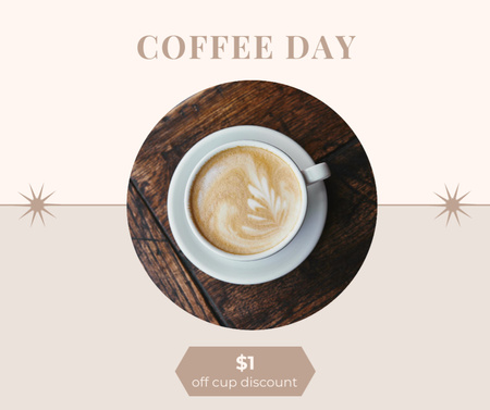 Romantic Cup of Cappuccino for Coffee Day Facebook Design Template