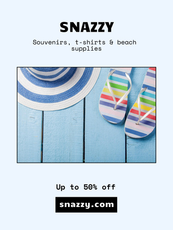 Beach Accessories Sale Offer Poster US Design Template