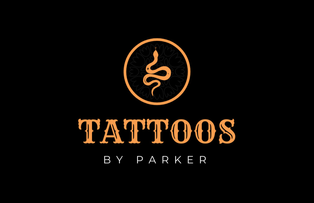 Tattoos From Professional Artist With Snake Business Card 85x55mm – шаблон для дизайна