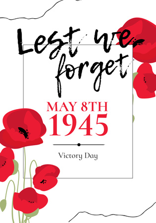 Victory Day Celebration with Red Poppy Flowers Poster 28x40in Modelo de Design