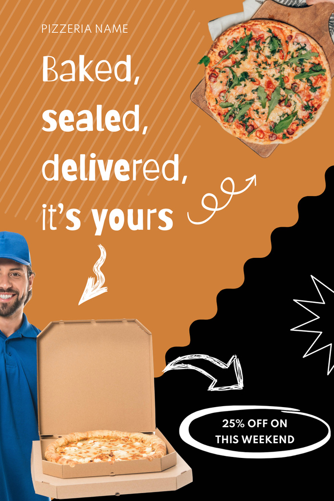 Modèle de visuel Pizza Delivery by Courier  - Pinterest