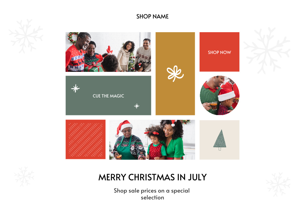 July Christmas Sale Announcement Card Design Template