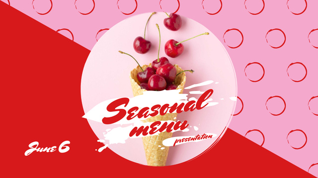Red Cherries in waffle cone FB event cover – шаблон для дизайна