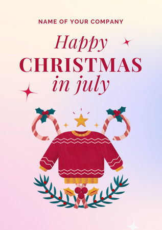 Mesmerizing Christmas in July Salutation With Sweater And Candy Canes Flyer A5 Modelo de Design