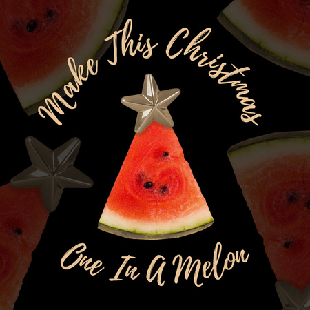 Christmas Greeting with Funny Watermelon Instagram Tasarım Şablonu