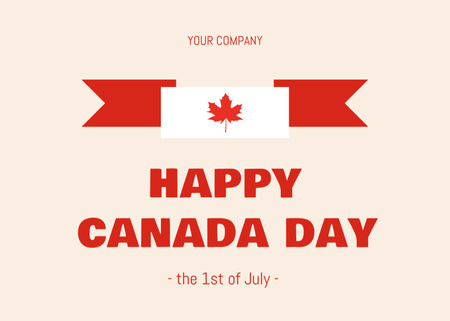 Ontwerpsjabloon van Postcard 5x7in van Eenvoudige aankondiging van de viering van Canada Day