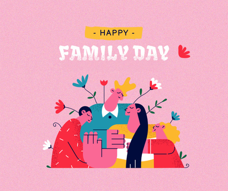 Family Day Inspiration with Cute Parents and Kids Facebook Design Template