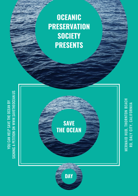 Save the ocean event Annoucement Posterデザインテンプレート