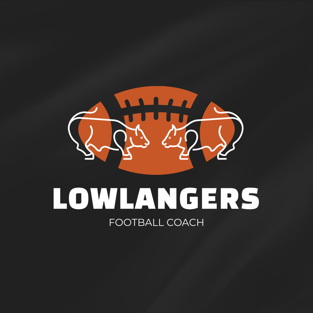 Emblem with Rugby Ball and Bulls Logo Design Template