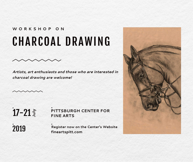 Drawing Workshop Announcement Horse Image Facebook Design Template