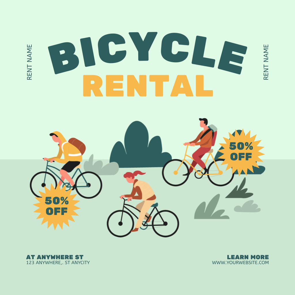 Designvorlage Rental Bikes for Active Tourism für Instagram AD